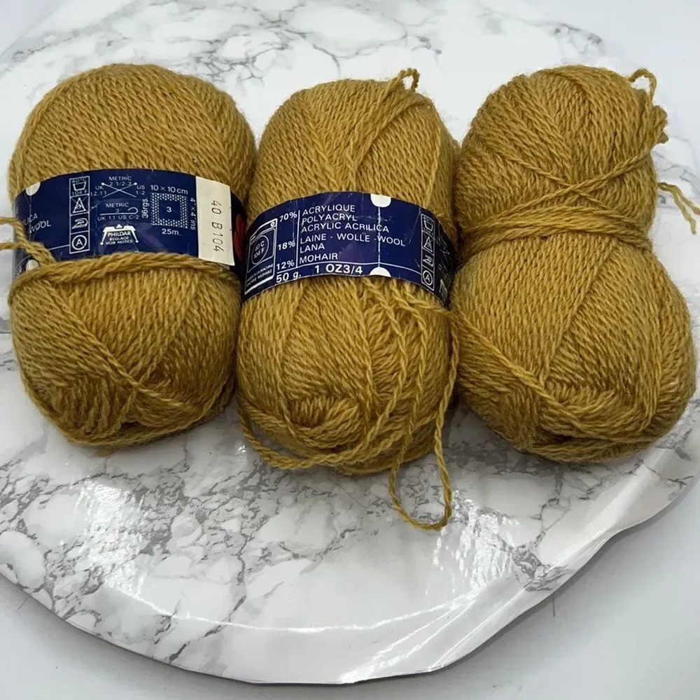PHILDAR Interview 142 Acrylic, Wool and Mohair Blend Yarn-3 Skeins